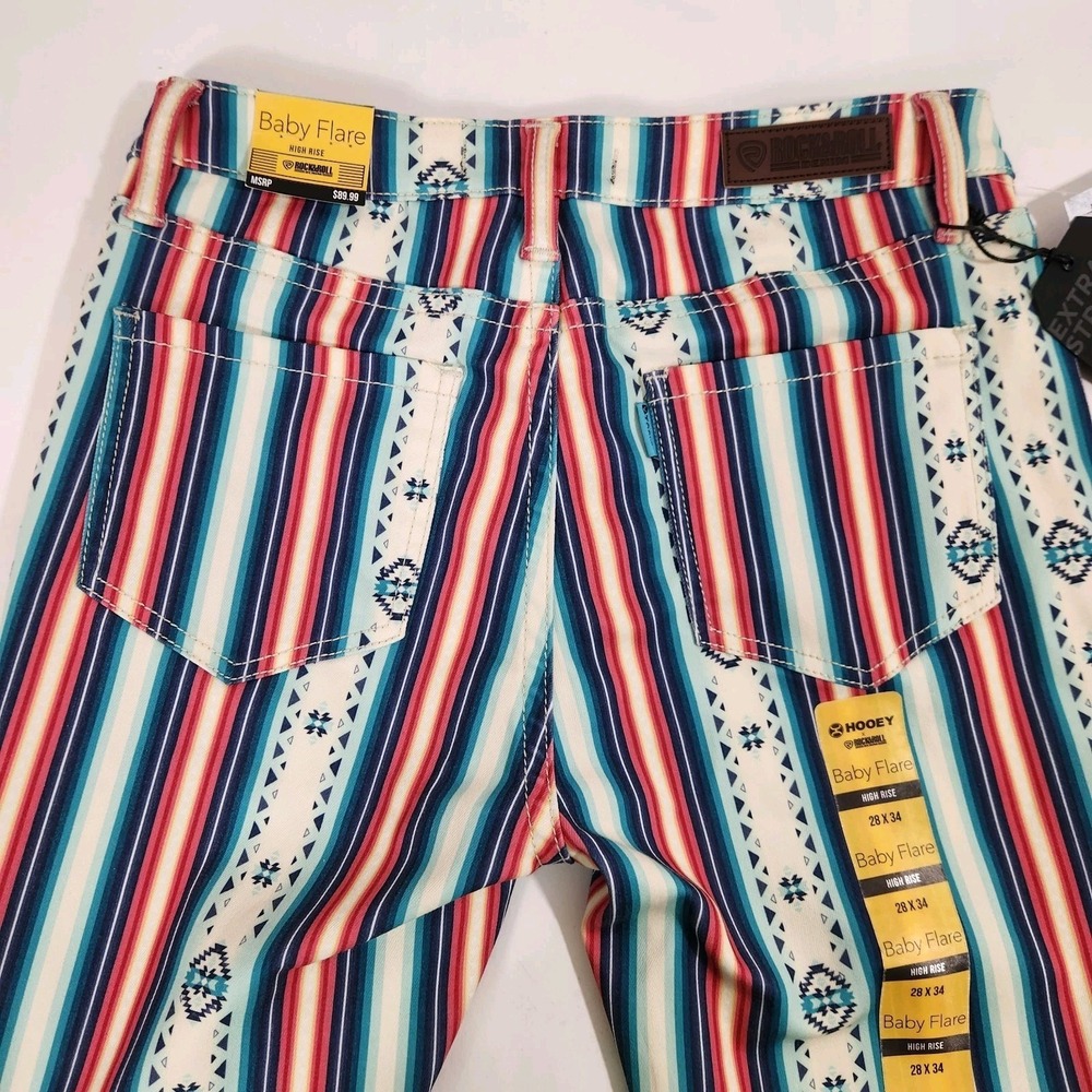 NWT Rock & Roll Denim x Hooey Baby Flare Jeans 28x34 Serape Western‎ Stretch NEW - Picture 4 of 15